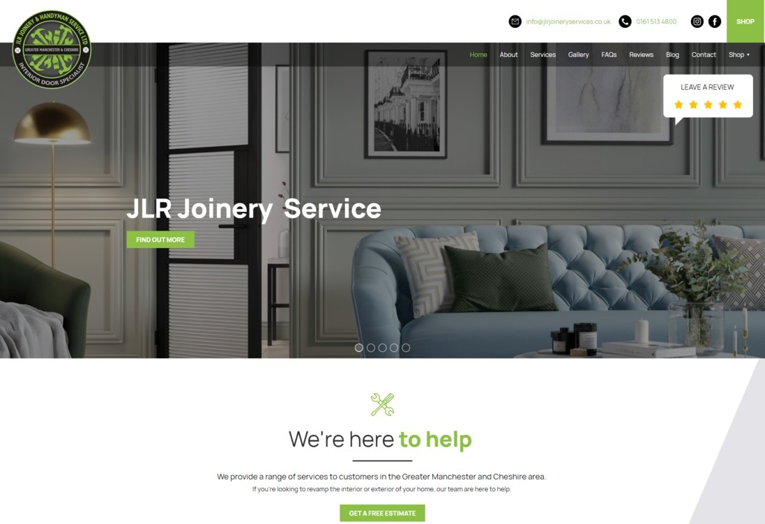 JLR Joinery Service website screen grab