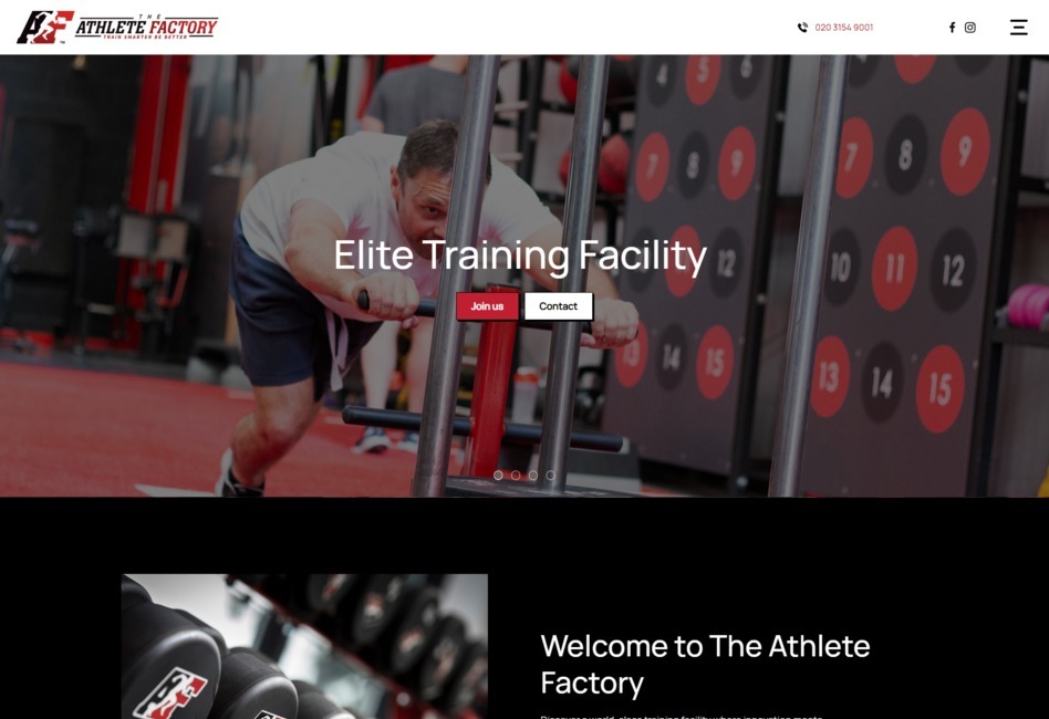 The Athlete Factory website screen grab