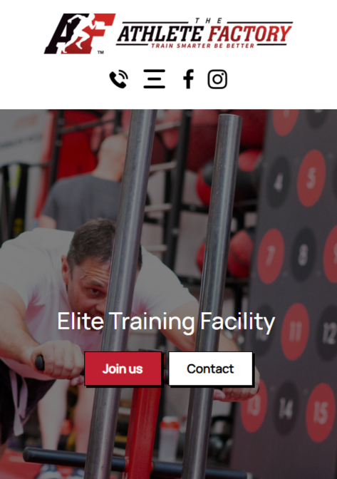 The Athlete Factory shown on a mobile