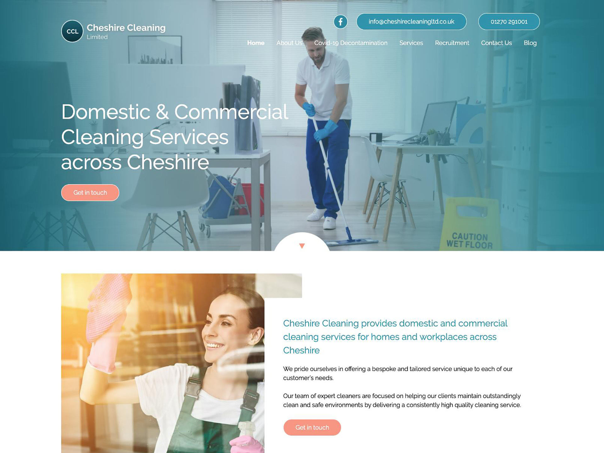 A new website design for a cleaning company in Crewe by it'seeze