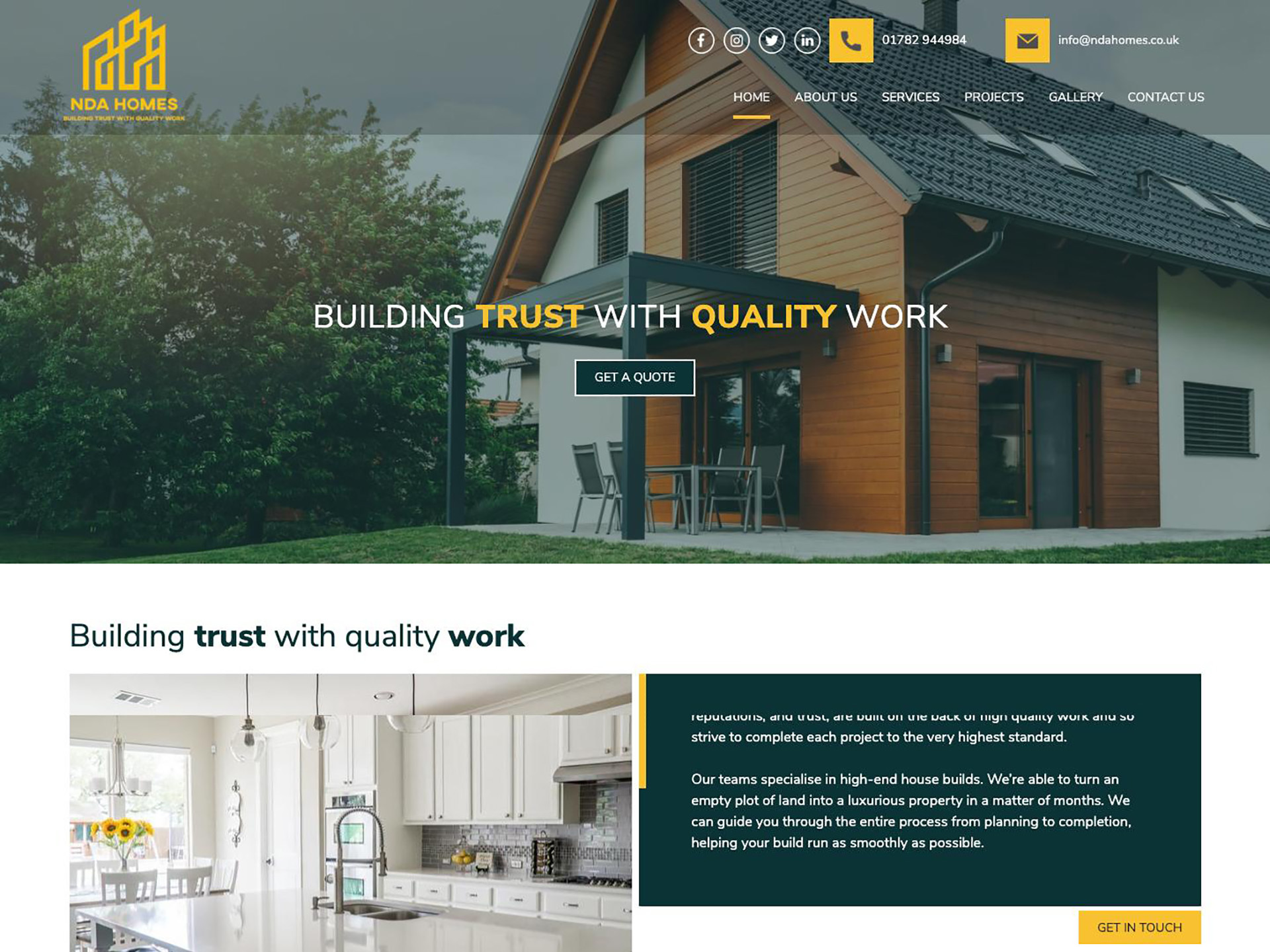 A website in Cheshire for a building company