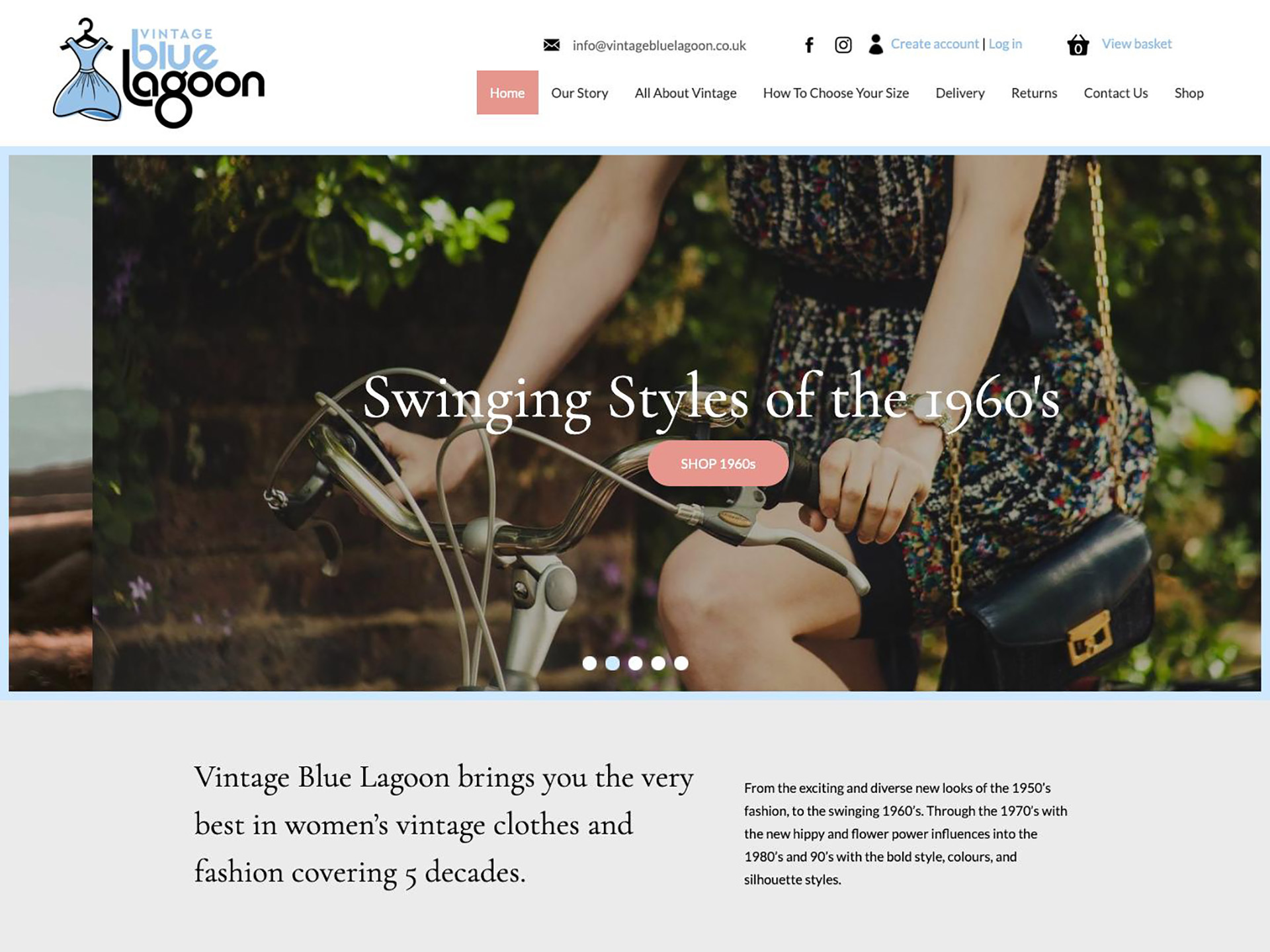A website in Cheshire for a women's clothing company