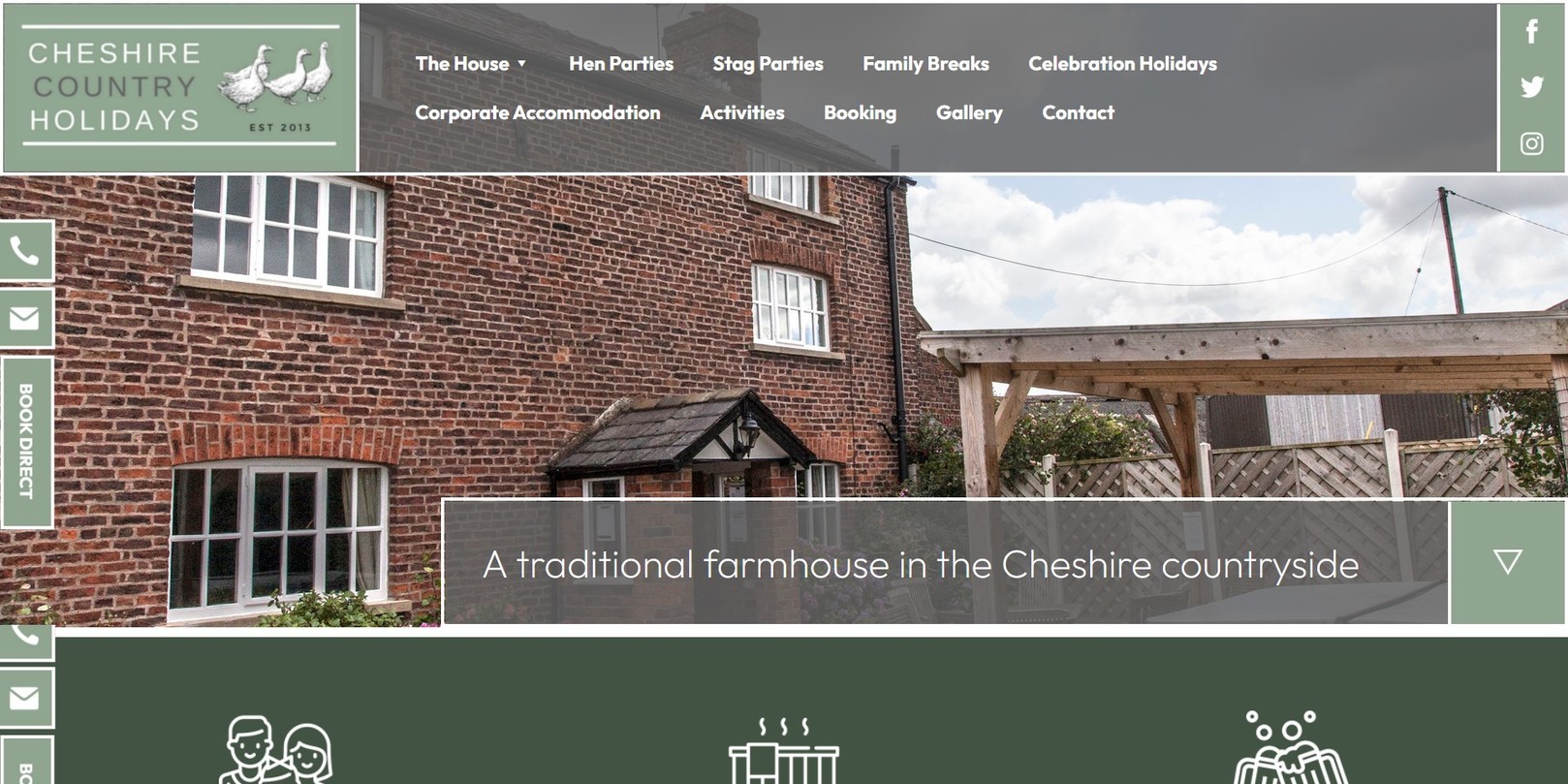 The new Cheshire Country Holidays website, designed by it'seeze, website shown on desktop